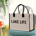 Lake Life Tote Bag - Large Chic Tote Bag - Gift for Her - Girls Weekend Tote - Weekender Bag - Weekend Tote - Boat Bag - Lake Life Gift