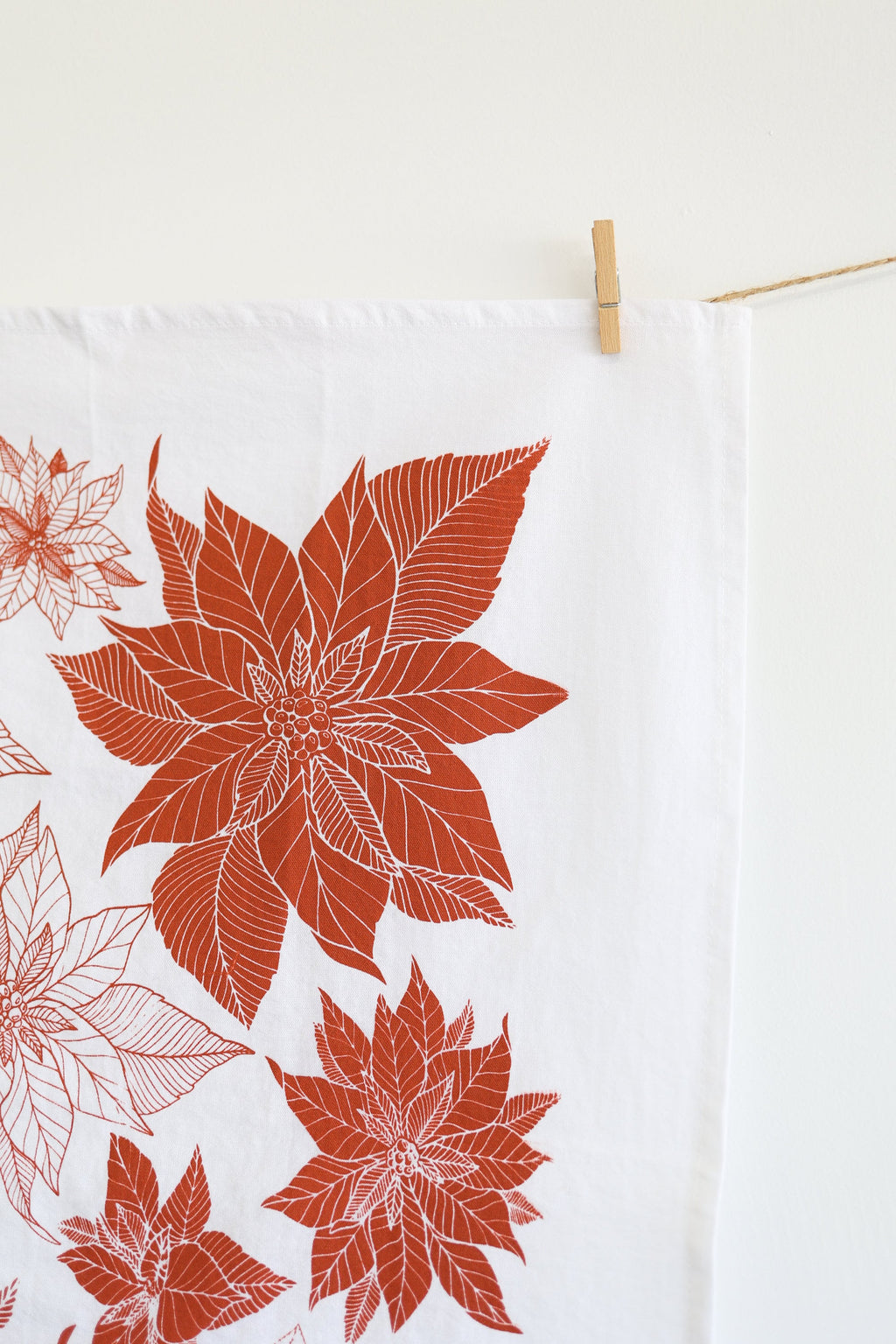 Poinsettia Tea Towel | poinsettia red holiday tea towel flour sack tea towel decor plant art holiday flower Christmas gift decor