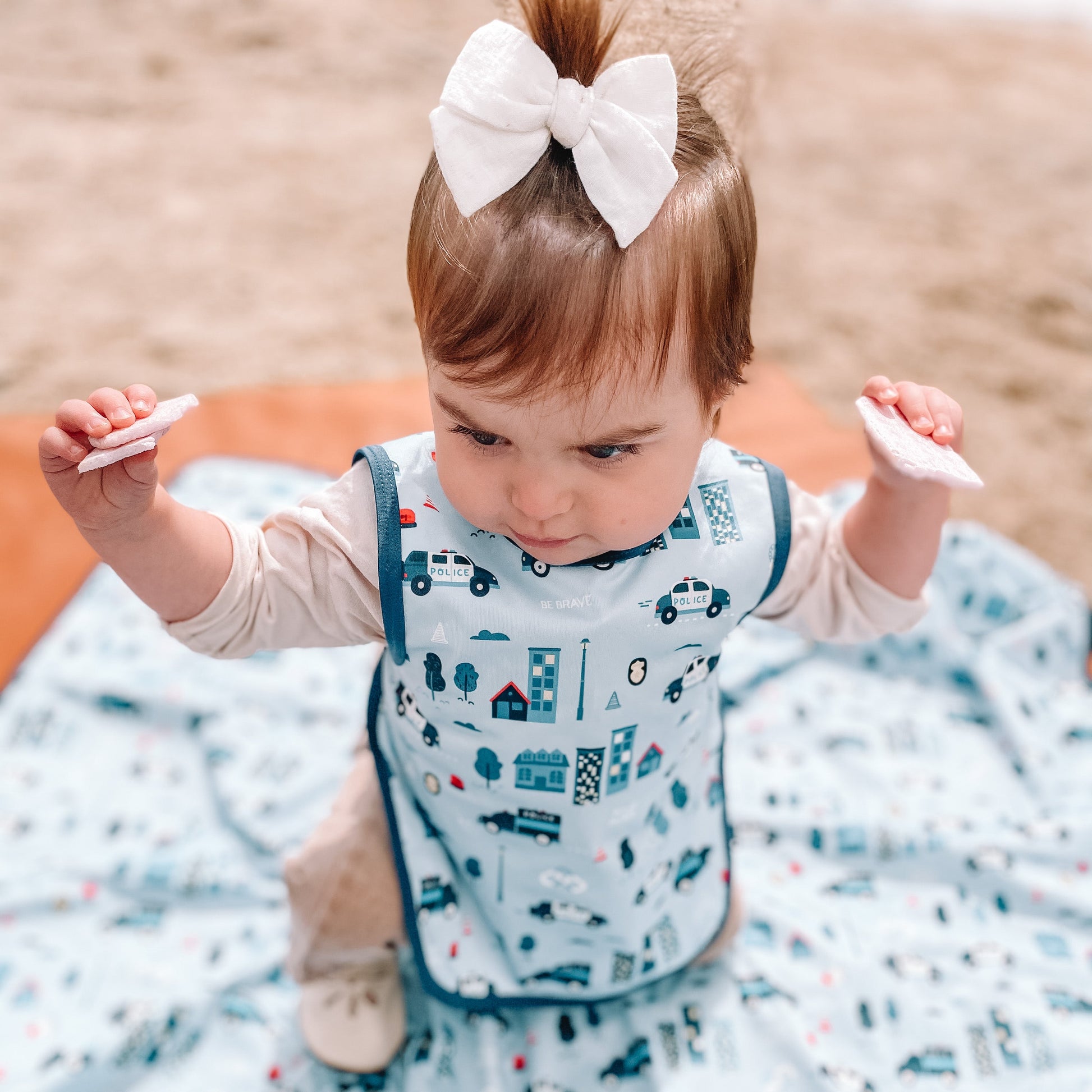Be Brave - Police Patrol Splash Mat - A Waterproof Catch-All for Highchair Spills and More! by BapronBaby
