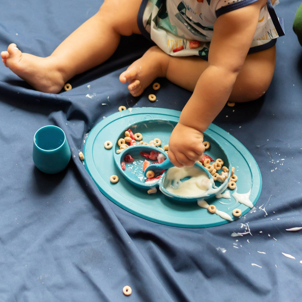 Solid Navy Minimalist Splash Mat - A Waterproof Catch-All for Highchair Spills and More! by BapronBaby
