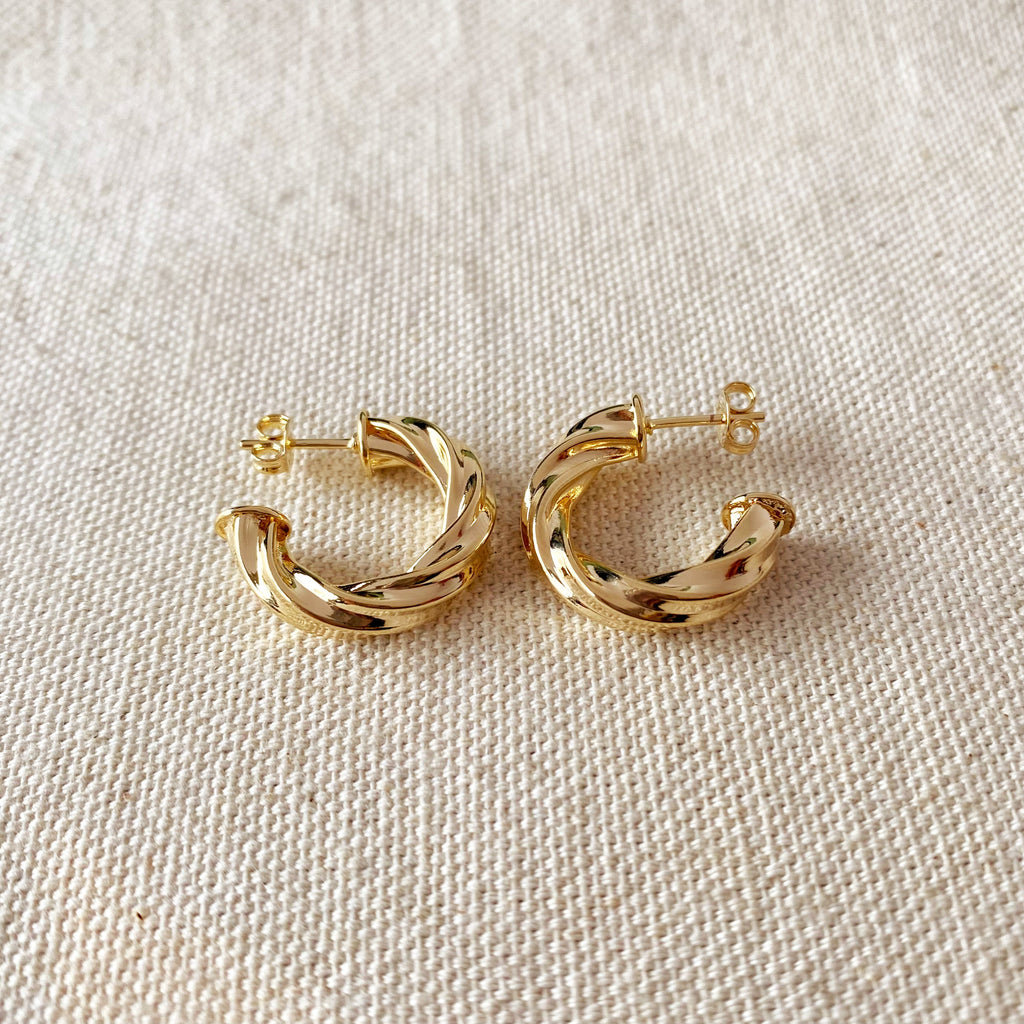 18k Gold Filled Twisted Half-Hoop Earrings by GoldFi