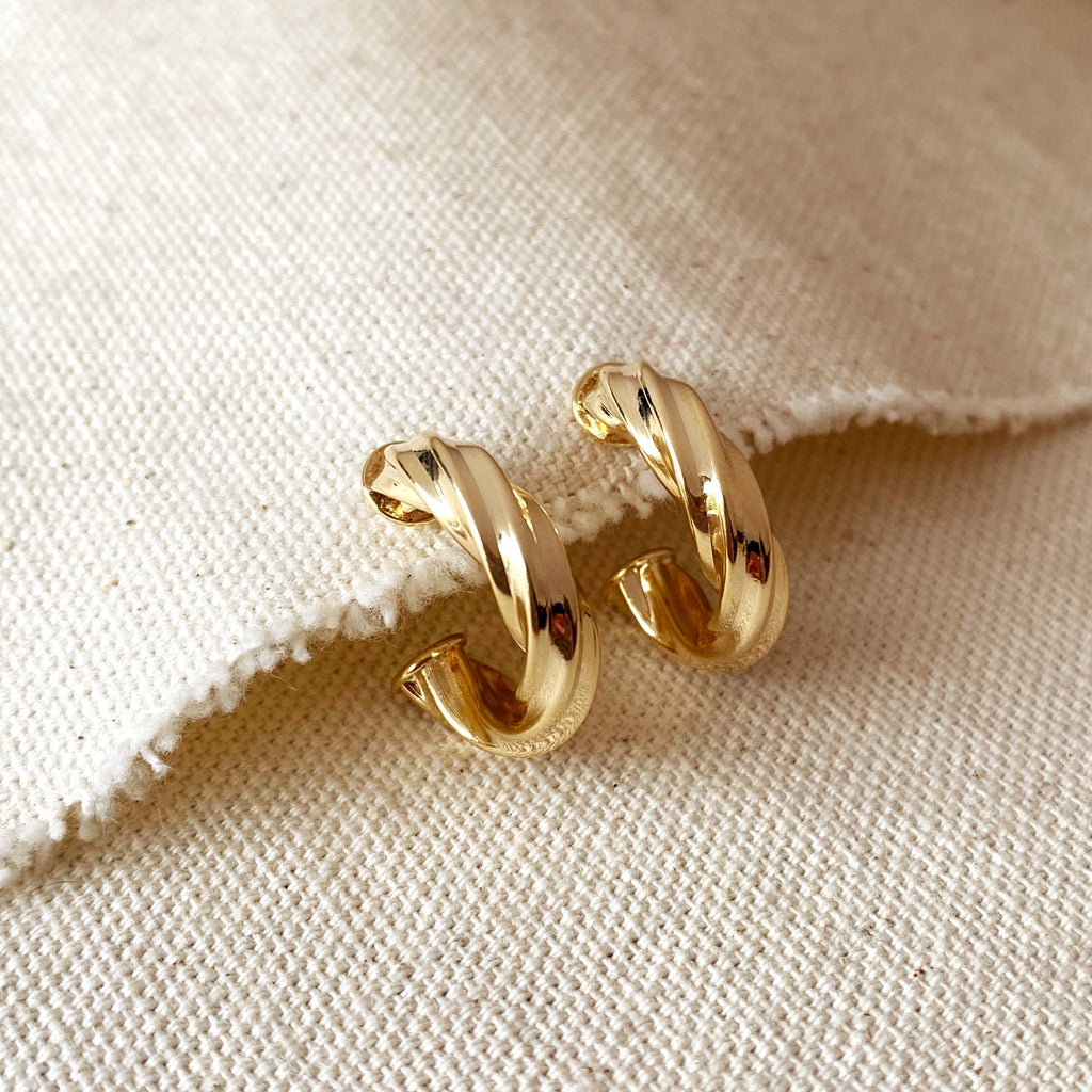 18k Gold Filled Twisted Half-Hoop Earrings by GoldFi
