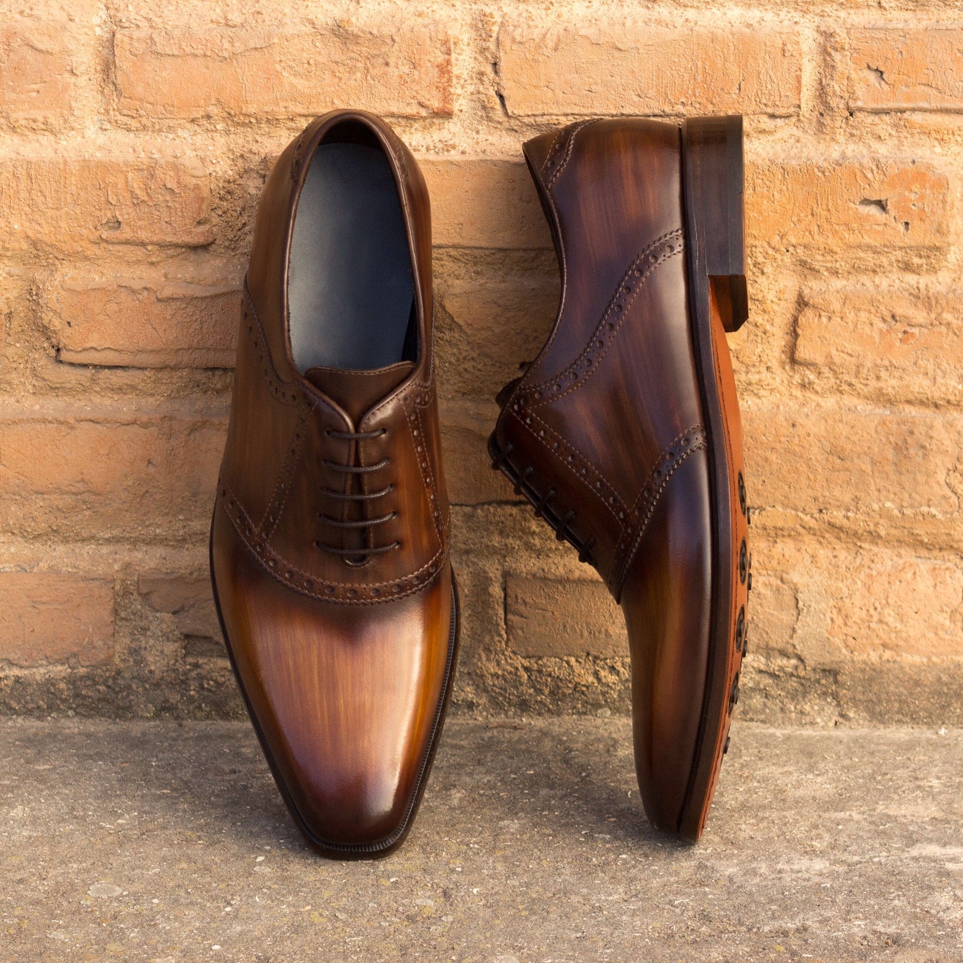 DAMIE - Unique Handcrafted Brown Patina Oxford by Le Ruux