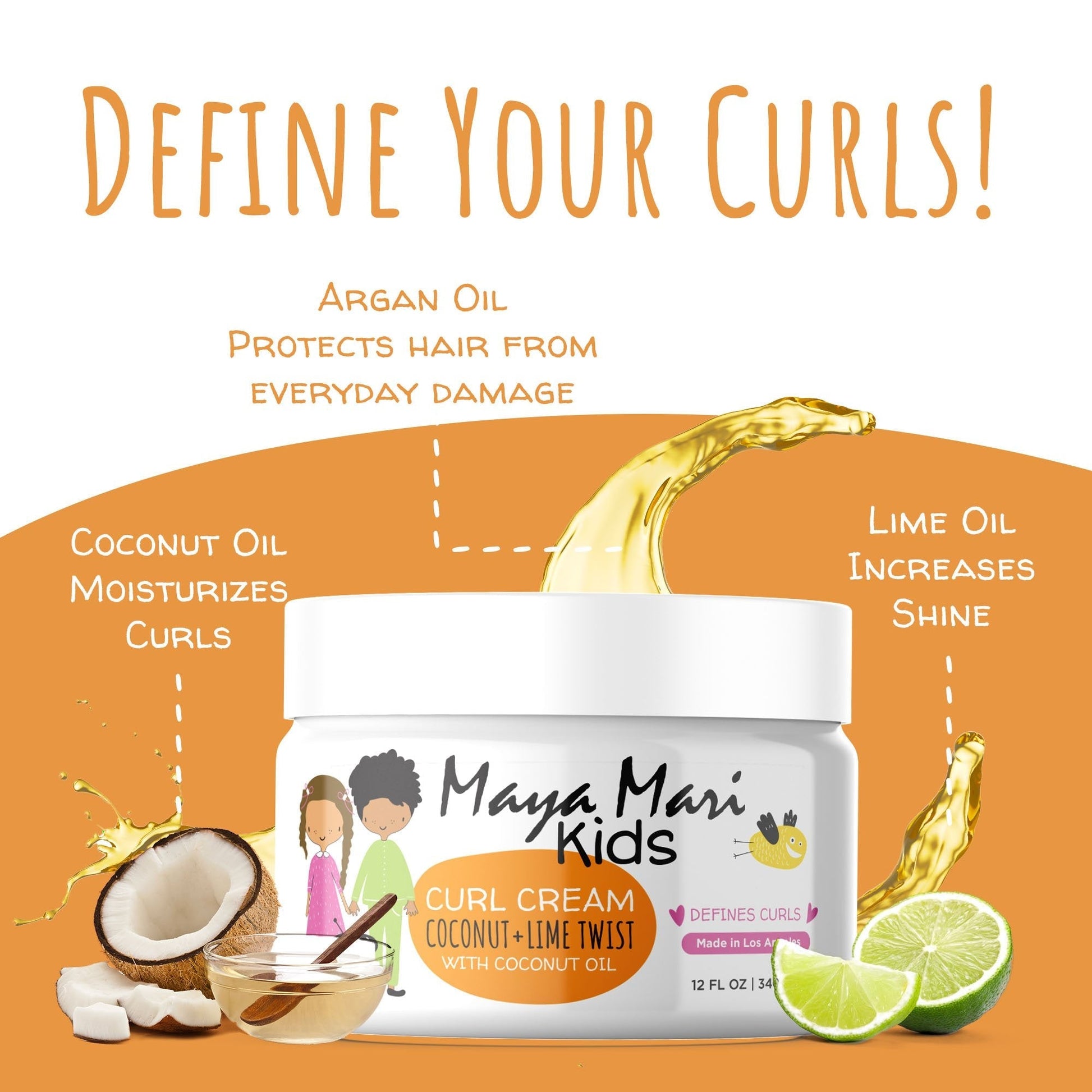 Kids Curl Conditioning Kit 2 -Piece Set - Kids 2-in-1 Shampoo and Conditioner and Curl Cream Hair Care Los Angeles Brands 