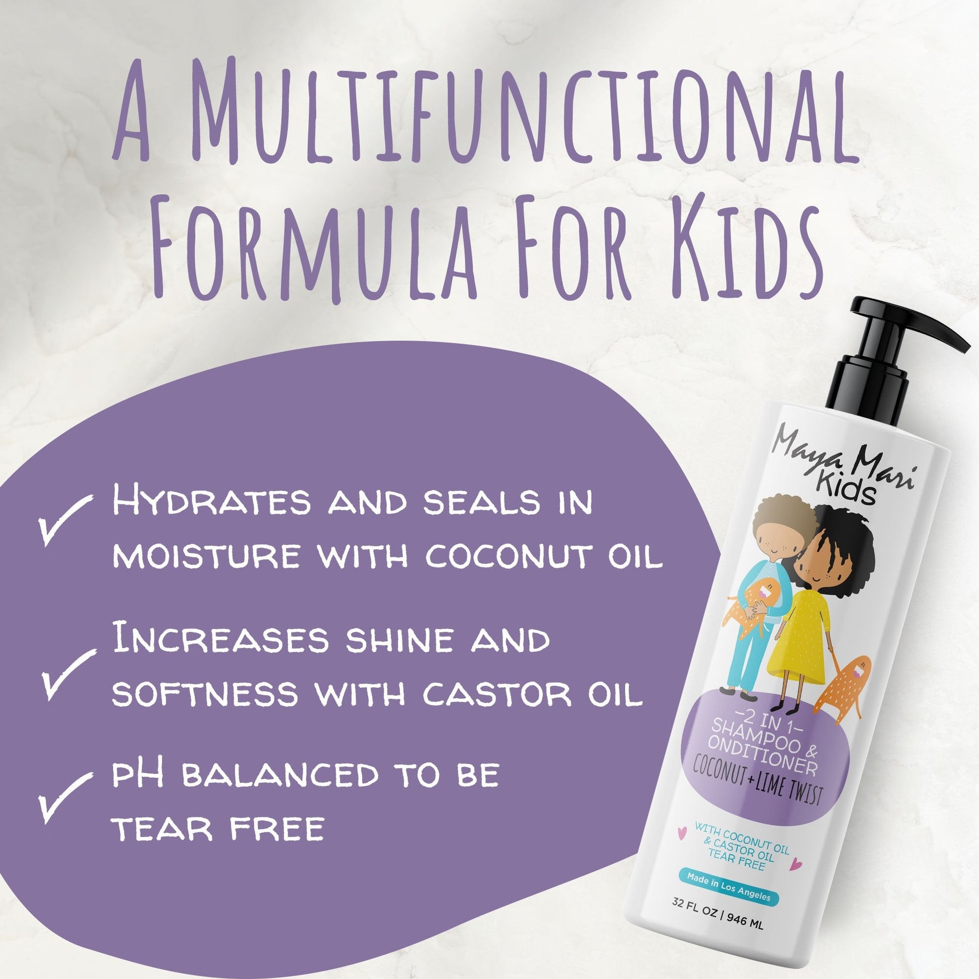 Kids Curl Conditioning Kit 2 -Piece Set - Kids 2-in-1 Shampoo and Conditioner and Curl Cream Hair Care Los Angeles Brands 