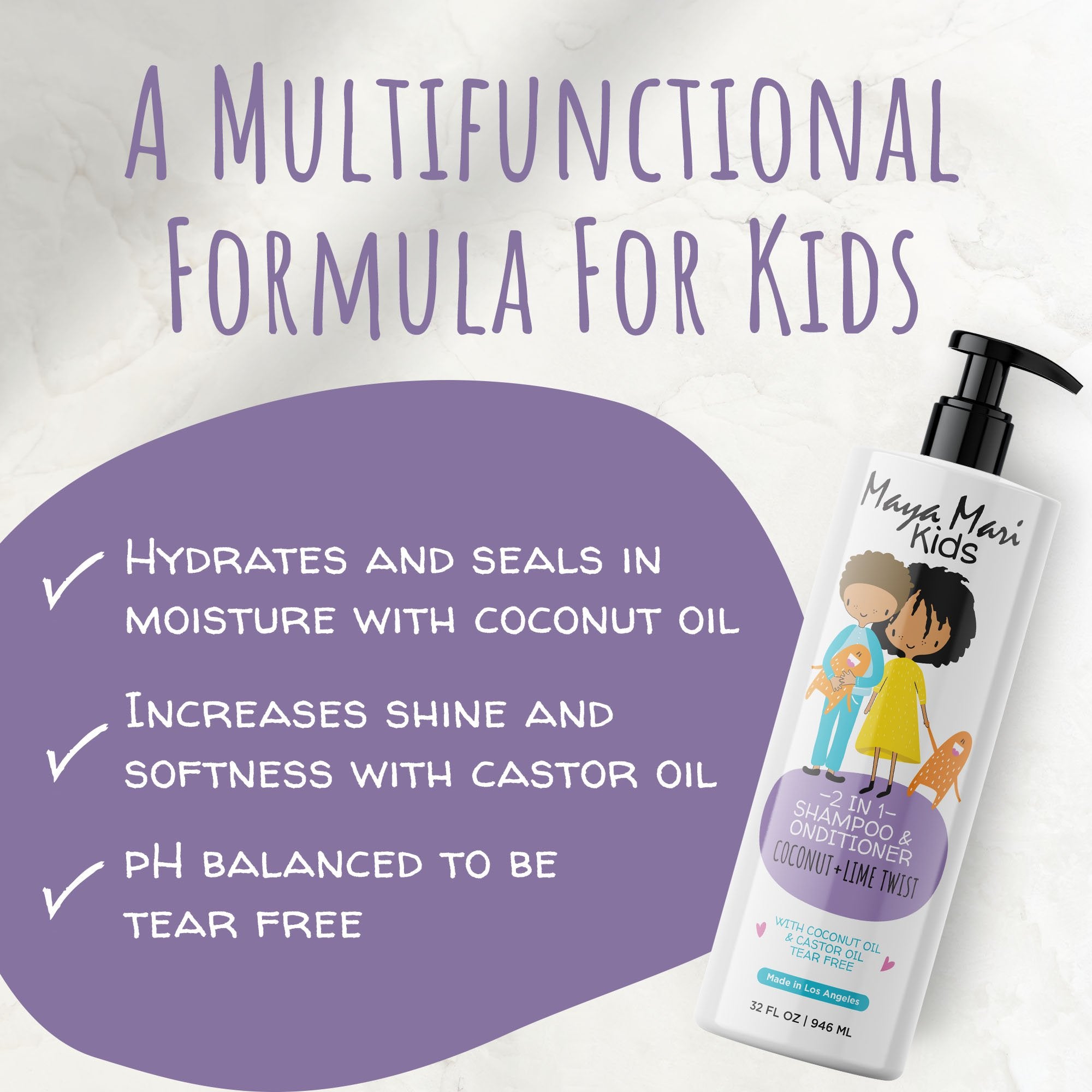 Kids Curl Conditioning Kit 2 -Piece Set - Kids 2-in-1 Shampoo and Conditioner and Curl Cream Hair Care Los Angeles Brands 
