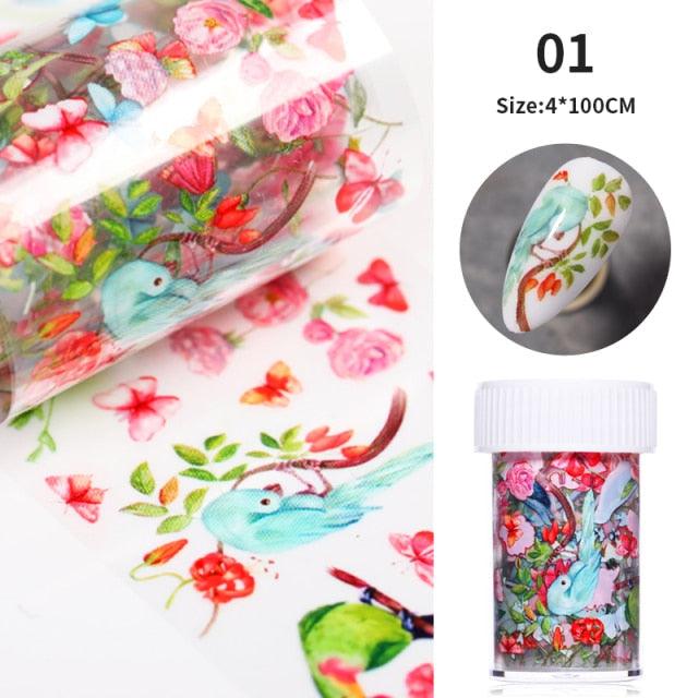 Maple Leaves Nail Foil Stickers Autumn Colorful Flower Leaves Transfer Decals Slider Nails Art Decoration DIY Manicures Summer Fruit Slime Nail Supplies Nail Art Decorations Fruit Flakes Nail Accessories
