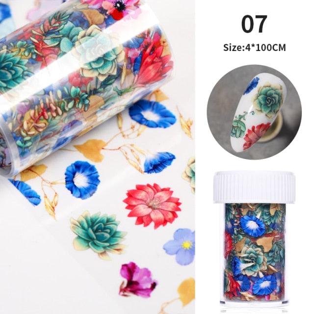 Maple Leaves Nail Foil Stickers Autumn Colorful Flower Leaves Transfer Decals Slider Nails Art Decoration DIY Manicures Summer Fruit Slime Nail Supplies Nail Art Decorations Fruit Flakes Nail Accessories