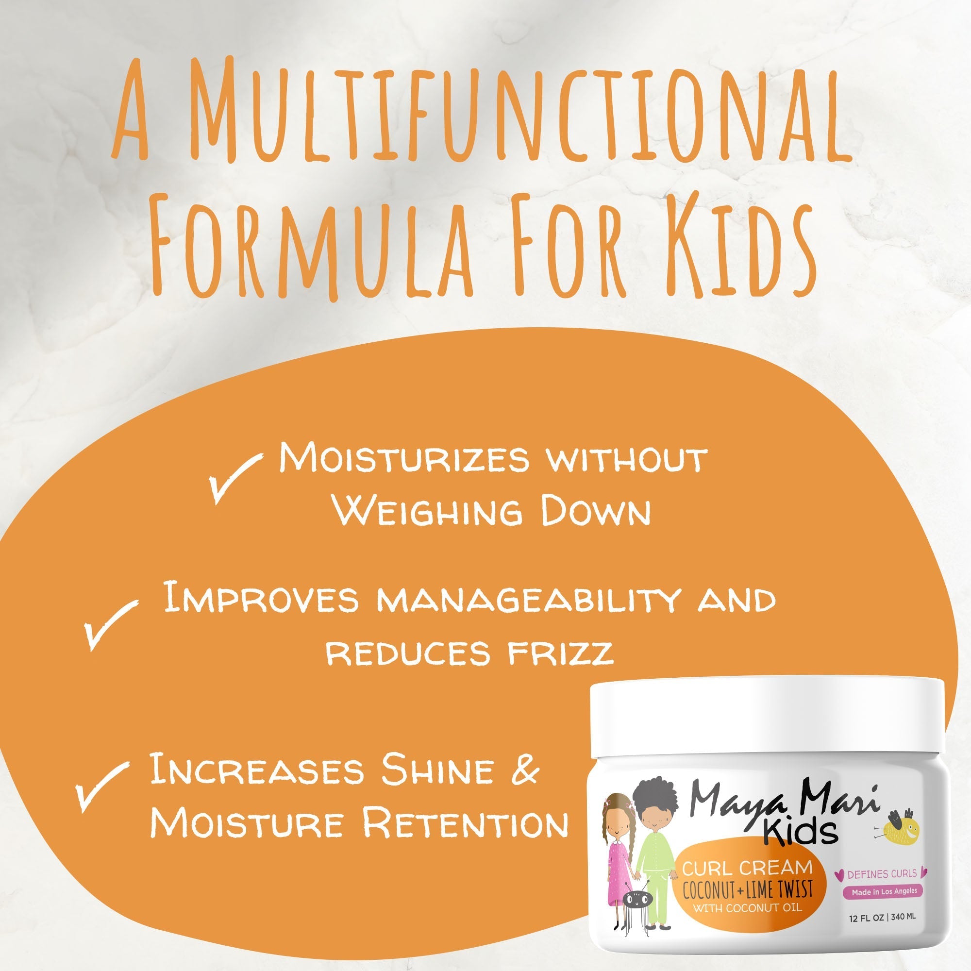 Maya Mari - Kids Curl Cream With Coconut Oil, Curly Hair Cream, Coconut and Lime Twist, 12 oz Hair Care Los Angeles Brands 