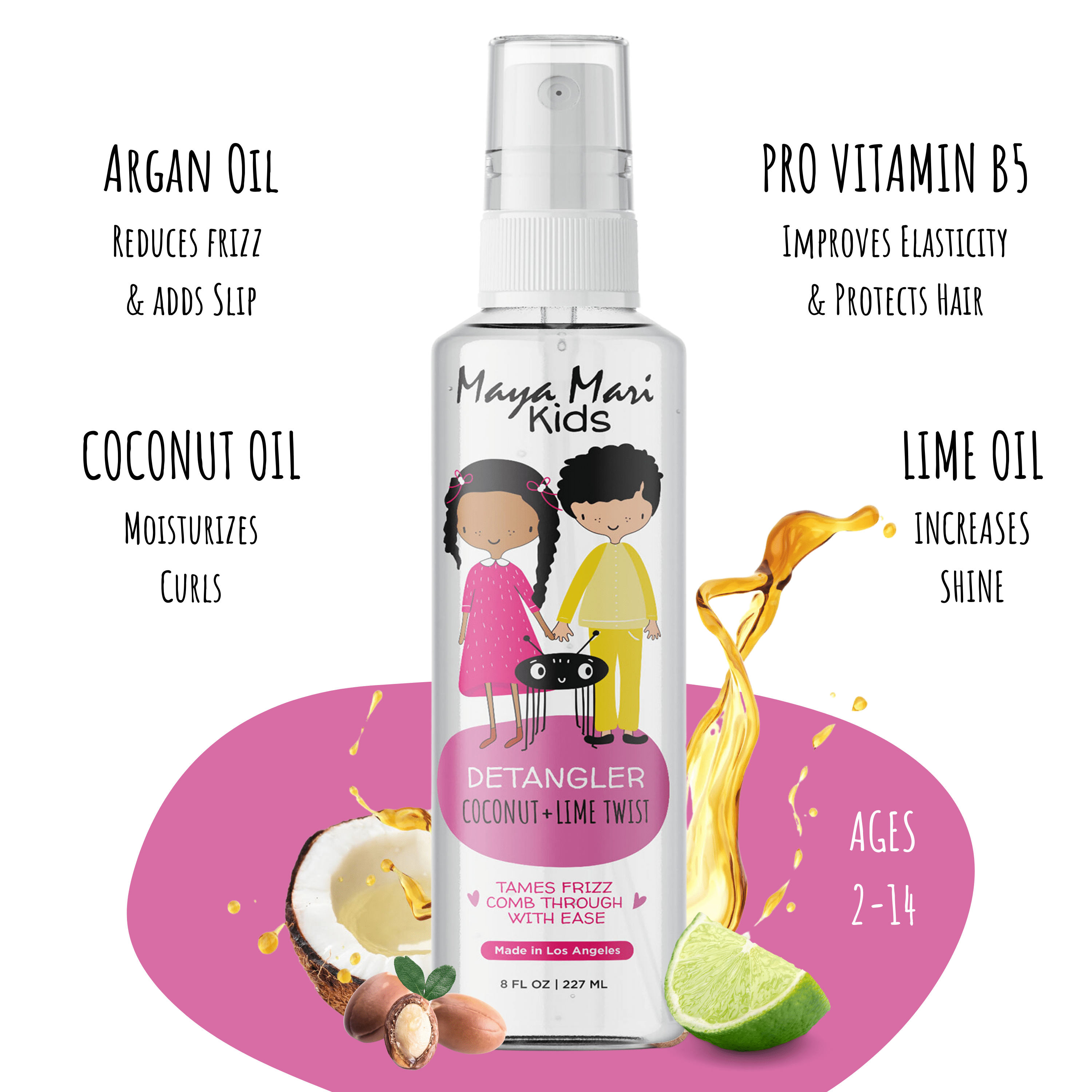 Maya Mari Kids Detangler, with Argan Oil, Coconut Oil, and Lime Oil, 8 oz Hair Care Los Angeles Brands 