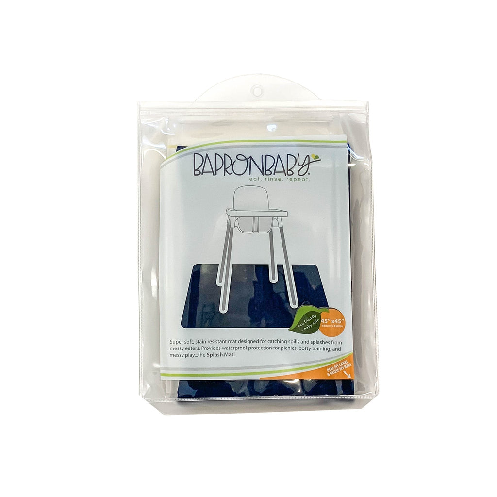 Solid Navy Minimalist Splash Mat - A Waterproof Catch-All for Highchair Spills and More! by BapronBaby