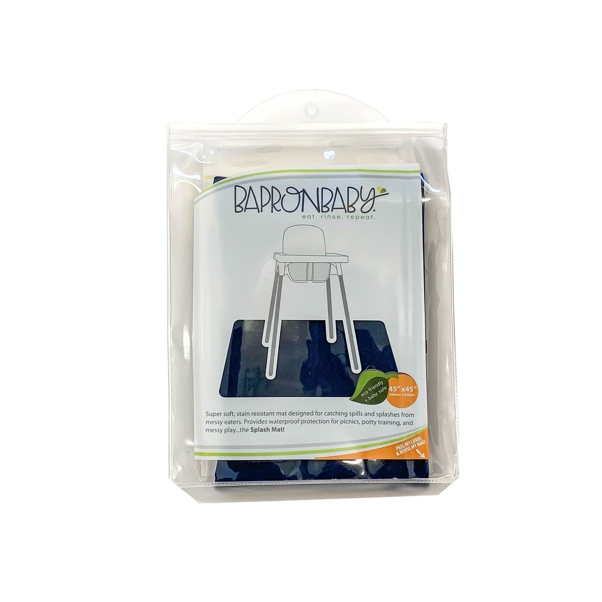 Solid Navy Minimalist Splash Mat - A Waterproof Catch-All for Highchair Spills and More! by BapronBaby