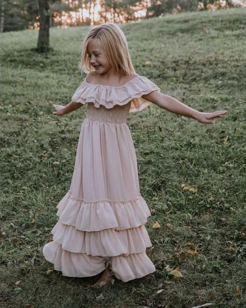 Nellie Ruffle Maxi Dress - Champagne #product_type - Bailey's Blossoms