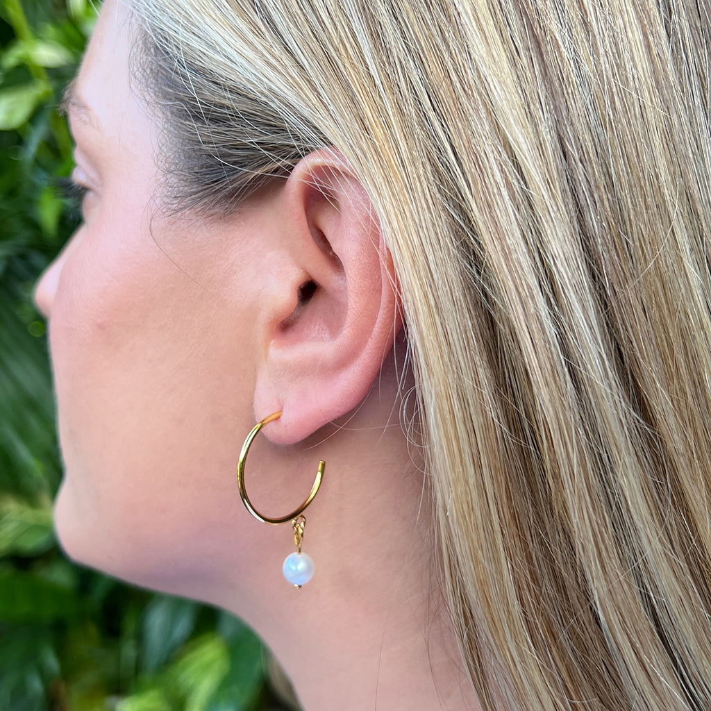 pearl hoop earrings
