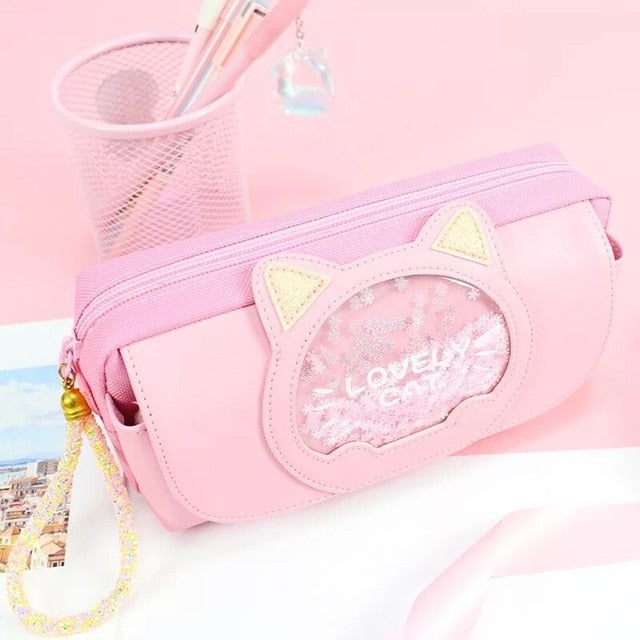 Kawaii Cat Pink Pencil Bag