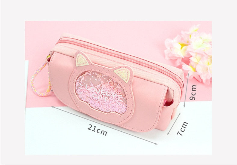 Kawaii Cat Pink Pencil Bag