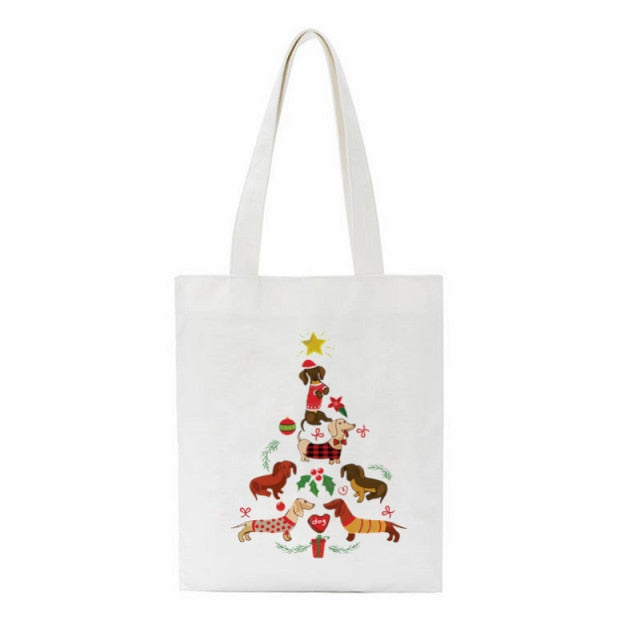Dachshund Print Reusable Canvas Tote Bags by Dach Everywhere