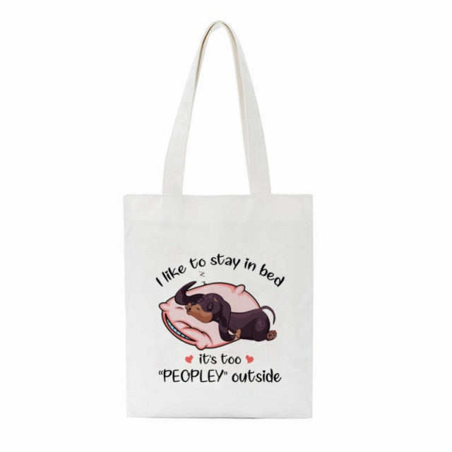 Dachshund Print Reusable Canvas Tote Bags by Dach Everywhere