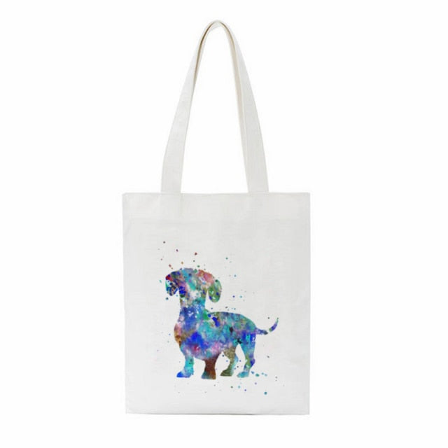 Dachshund Print Reusable Canvas Tote Bags by Dach Everywhere