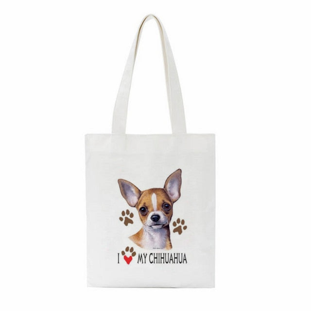 Dachshund Print Reusable Canvas Tote Bags by Dach Everywhere