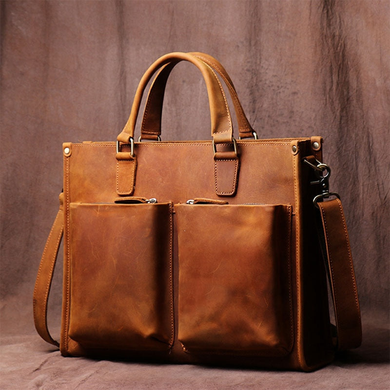 The Dagmar Leather Briefcase | Vintage Leather Messenger Bag by STEEL HORSE LEATHER