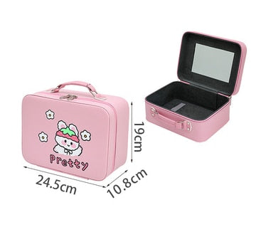 Kawaii Strawberry Bunny Pink Makeup Storage Cases