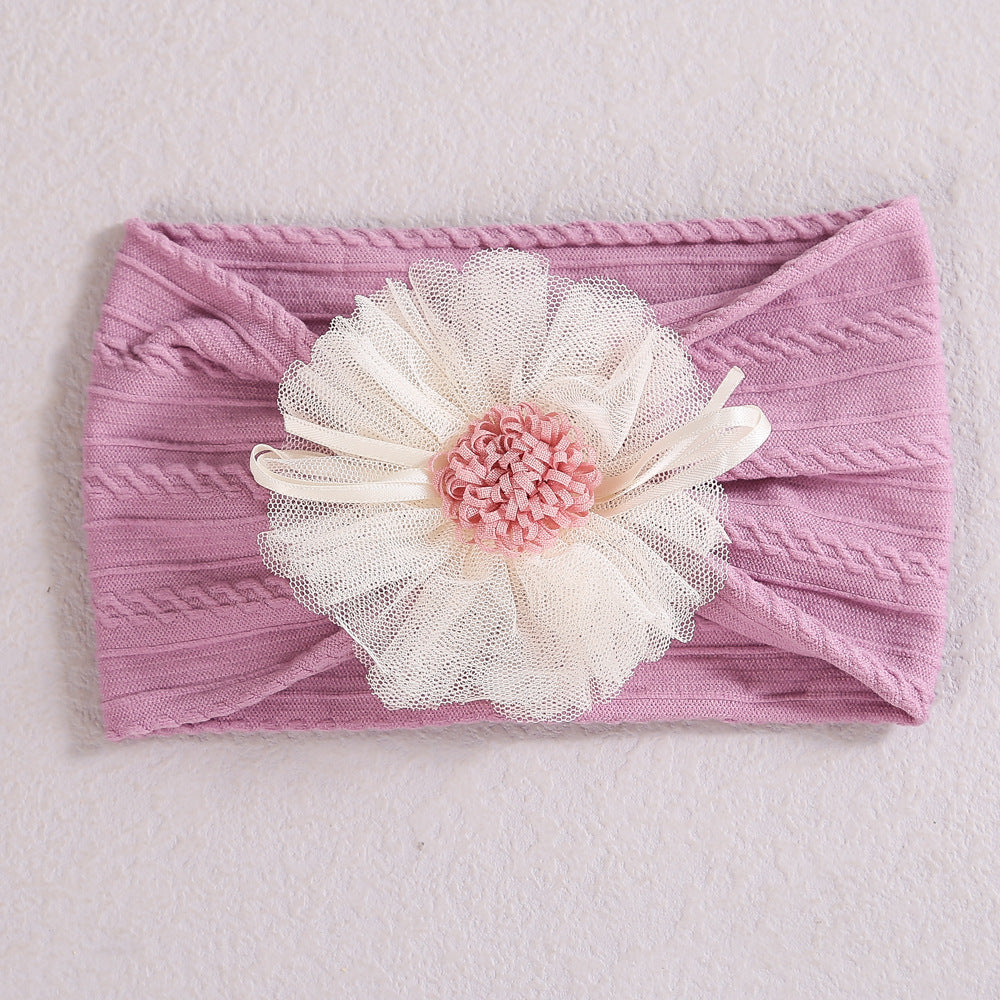 Baby Lace Floral Elastic Cotton Headband, MyKids-USA®, Headbands, MyKids-USA - Size/Age - Average Size (0-12Y) - Color - Purple -  -  - JM2204282026-I