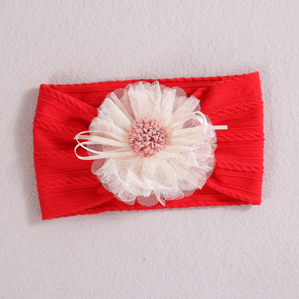 Baby Lace Floral Elastic Cotton Headband, MyKids-USA®, Headbands, MyKids-USA - Size/Age - Average Size (0-12Y) - Color - Red -  -  - JM2204282026-J