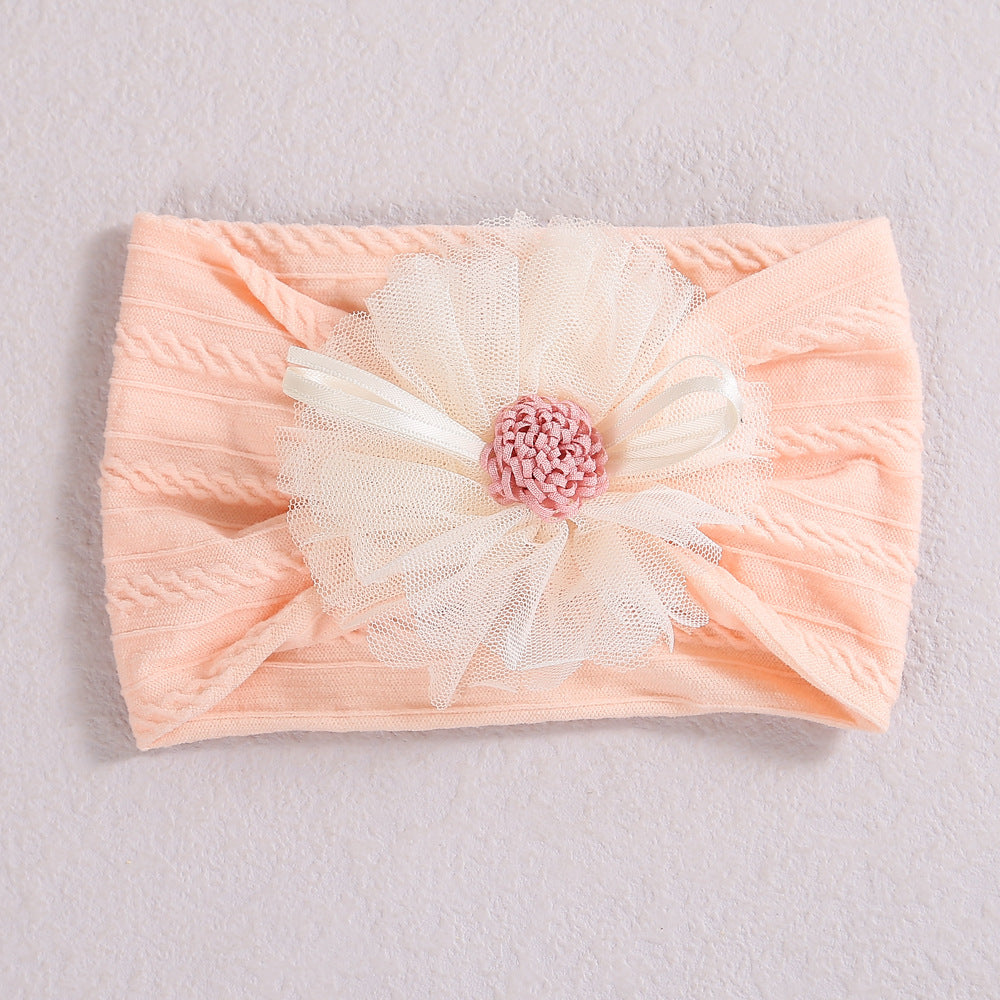 Baby Lace Floral Elastic Cotton Headband, MyKids-USA®, Headbands, MyKids-USA - Size/Age - Average Size (0-12Y) - Color - Beige -  -  - JM2204282026-B