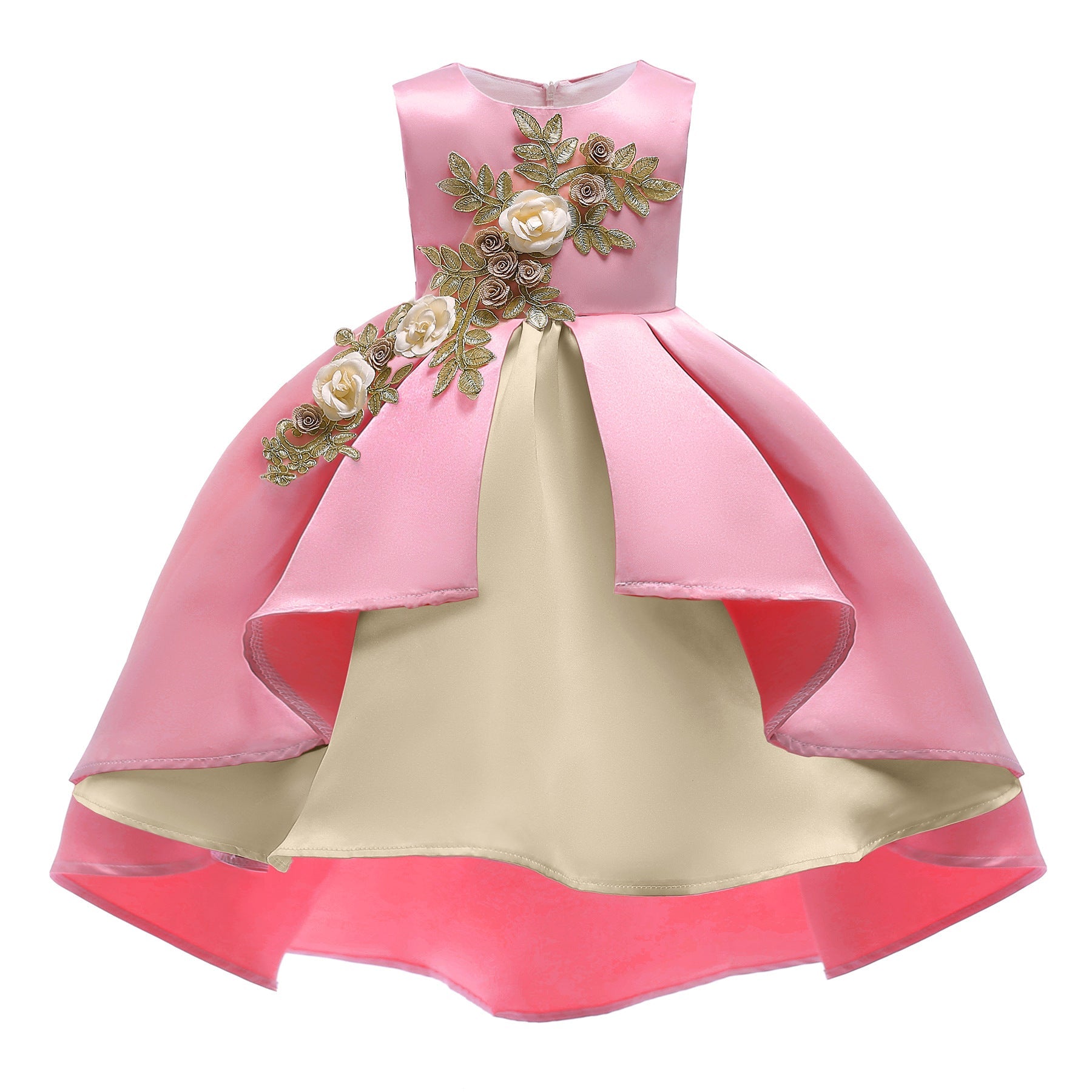 Baby Girl Flower Embroidered Pattern Vest Formal Dress Birthday Dress, MyKids-USA®, Baby & Toddler Dresses, MyKids-USA - Size/Age - 100 (2-3Y) - Color - Pink -  -  - JM2206102030-AF