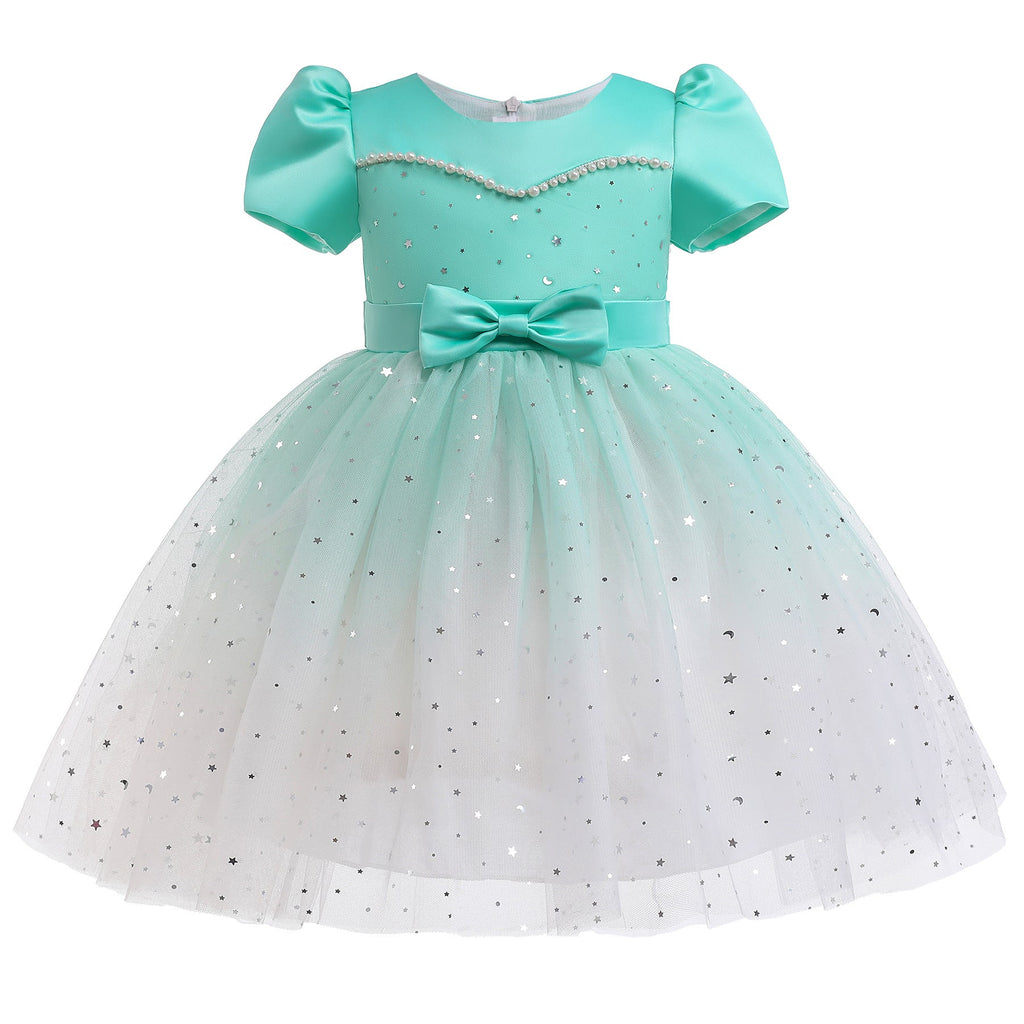 Baby Girl Frozen Elsa Princess Dress Birthday Tutu Formal Western Style Dress, MyKids-USA®, Baby & Toddler Dresses, MyKids-USA - Size/Age - 100 (2-3Y) - Color - Green -  -  - JM2206101934-B
