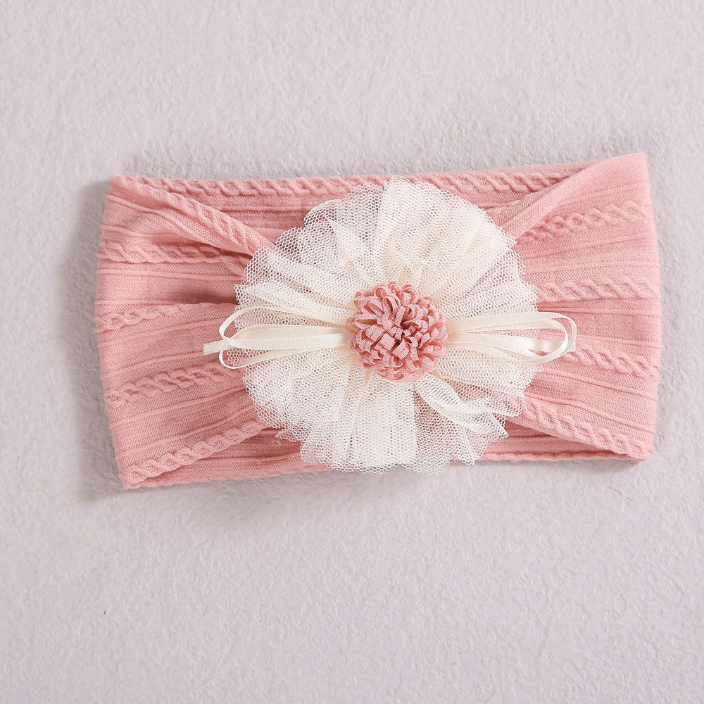 Baby Lace Floral Elastic Cotton Headband, MyKids-USA®, Headbands, MyKids-USA - Size/Age - Average Size (0-12Y) - Color - Pink -  -  - JM2204282026-H