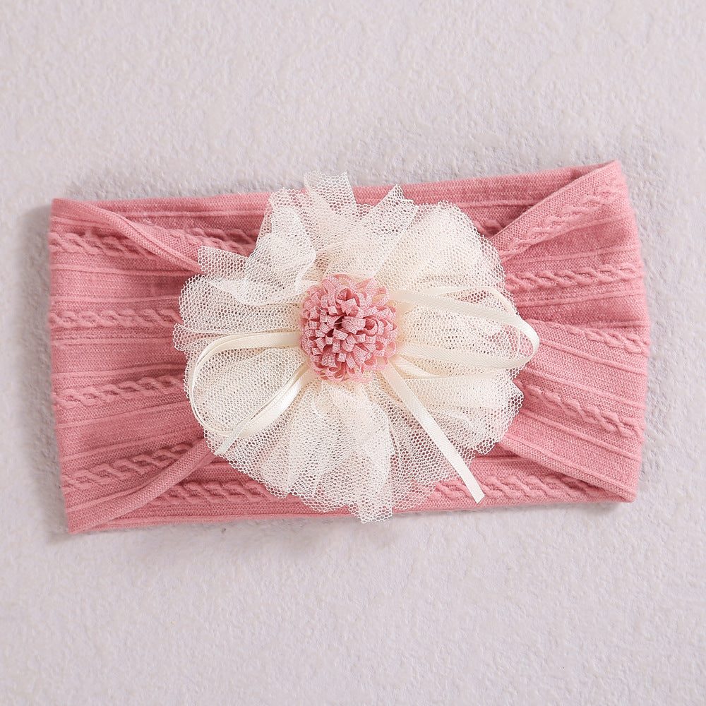 Baby Lace Floral Elastic Cotton Headband, MyKids-USA®, Headbands, MyKids-USA - Size/Age - Average Size (0-12Y) - Color - Orange -  -  - JM2204282026-G