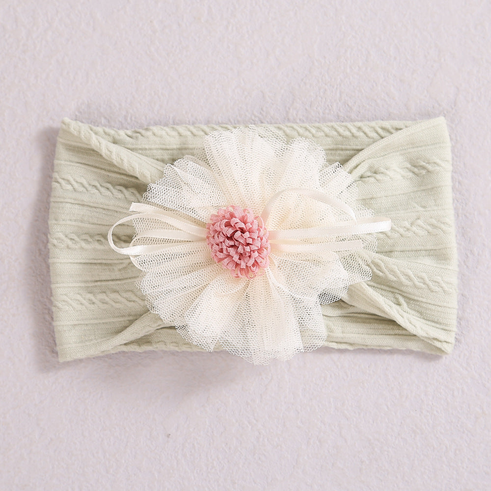 Baby Lace Floral Elastic Cotton Headband, MyKids-USA®, Headbands, MyKids-USA - Size/Age - Average Size (0-12Y) - Color - Light Green -  -  - JM2204282026-D