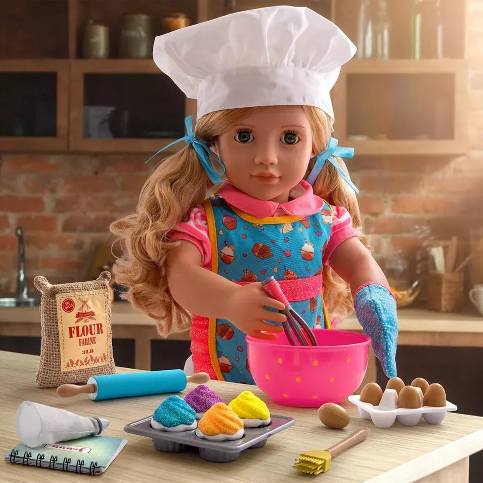 [113988] Our Generation 18" Posable Cooking Doll Jenny with Gourmet Kitchen Playset & Storybook (Red) by SNEAKAR