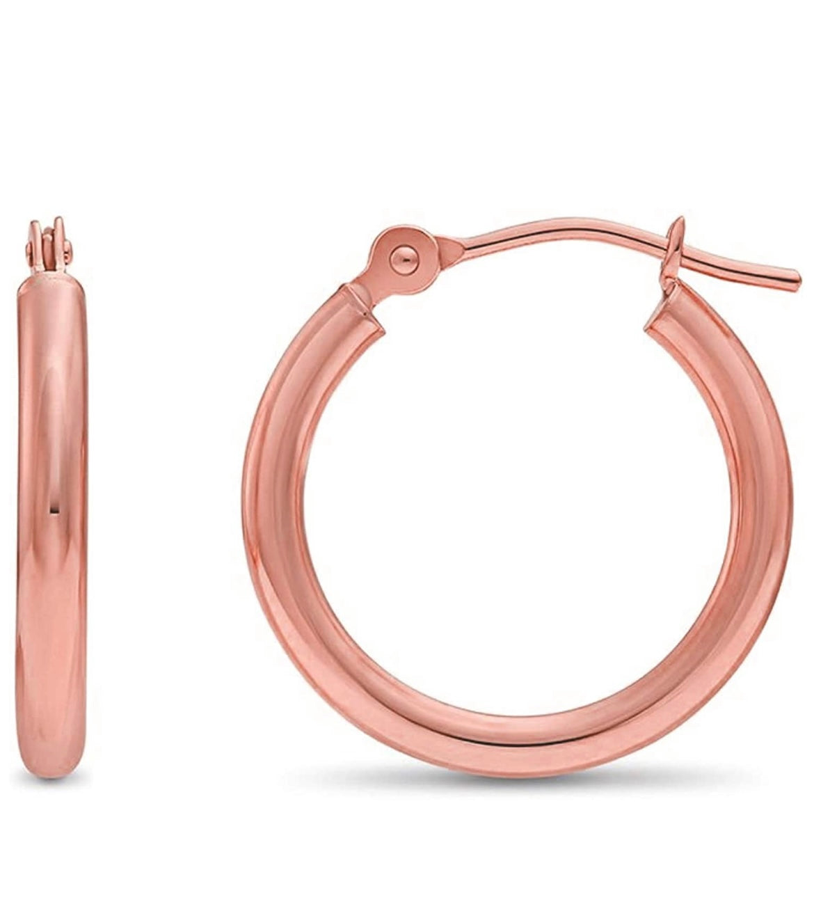 Donatello Gian 925 Sterling Silver Hoop Earrings, 20MM Round Earrings for Women, Girls & Men, 14K Rose Gold Plated Sterling Silver by Donatello Gian
