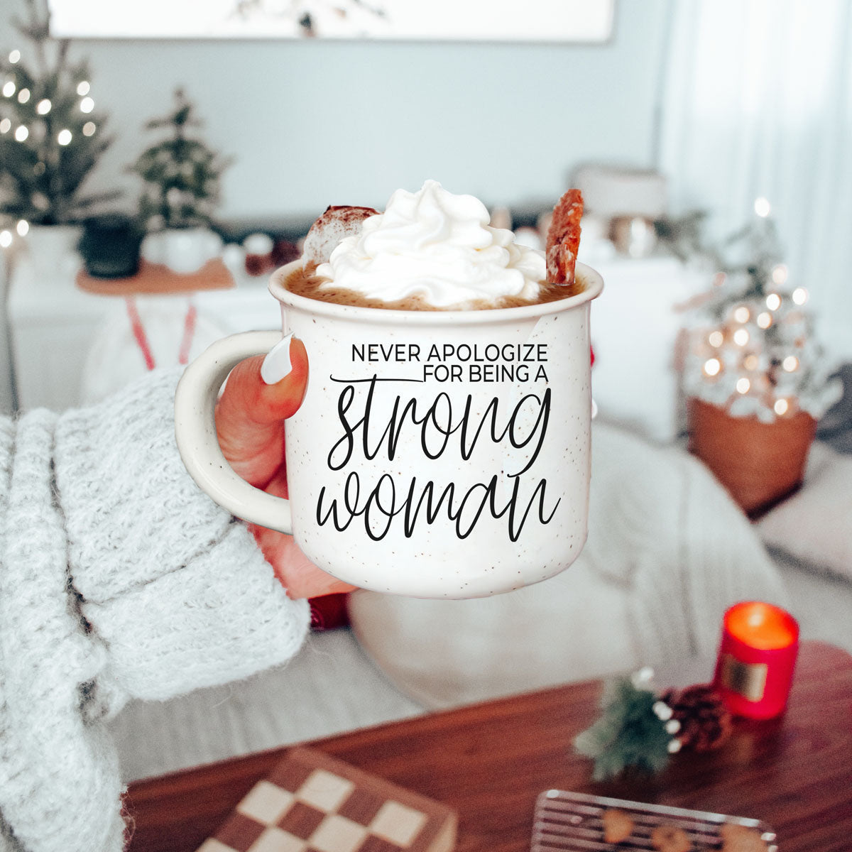 strong woman desk mug for office inspiration
neutral speckled feminist quote coffee cup
empowering mug for women chasing dreams
strong woman script mug held in two hands
motivational coffee mug for women entrepreneurs
strong woman mug in flatlay with journal and pen
unique empowerment gift for girlfriend coffee mug
strong woman mug for women in STEM careers