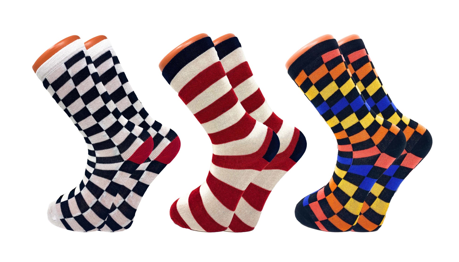 3 Pairs Colorful Fun Crazy Crew Dress Socks – Soft Cotton Blend, Novelty Pattern Socks for Men & Women by Mars Outlet Store LLC