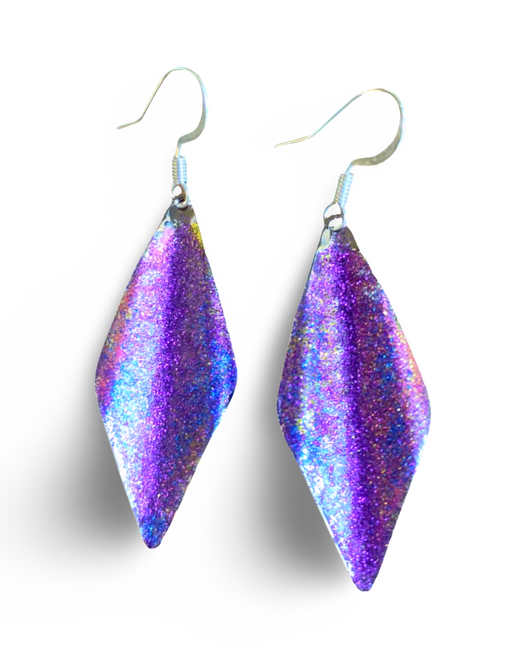 Art Deco Hand Painted Purple Blue Wavy Earrings by The Urban Charm