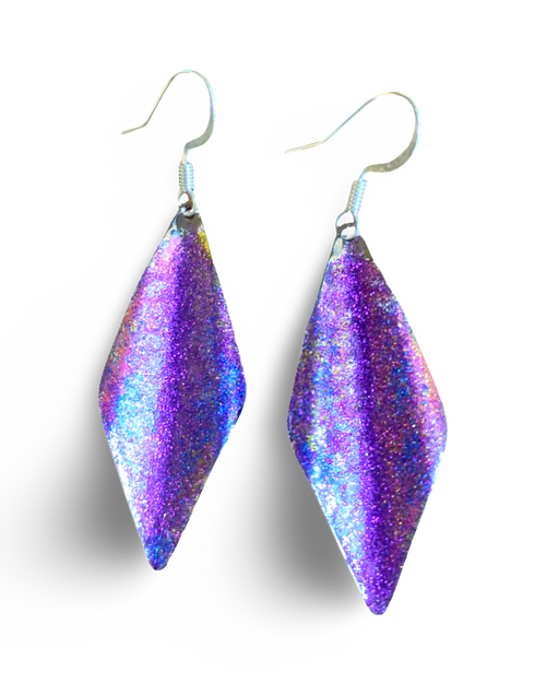 Art Deco Hand Painted Purple Blue Wavy Earrings by The Urban Charm
