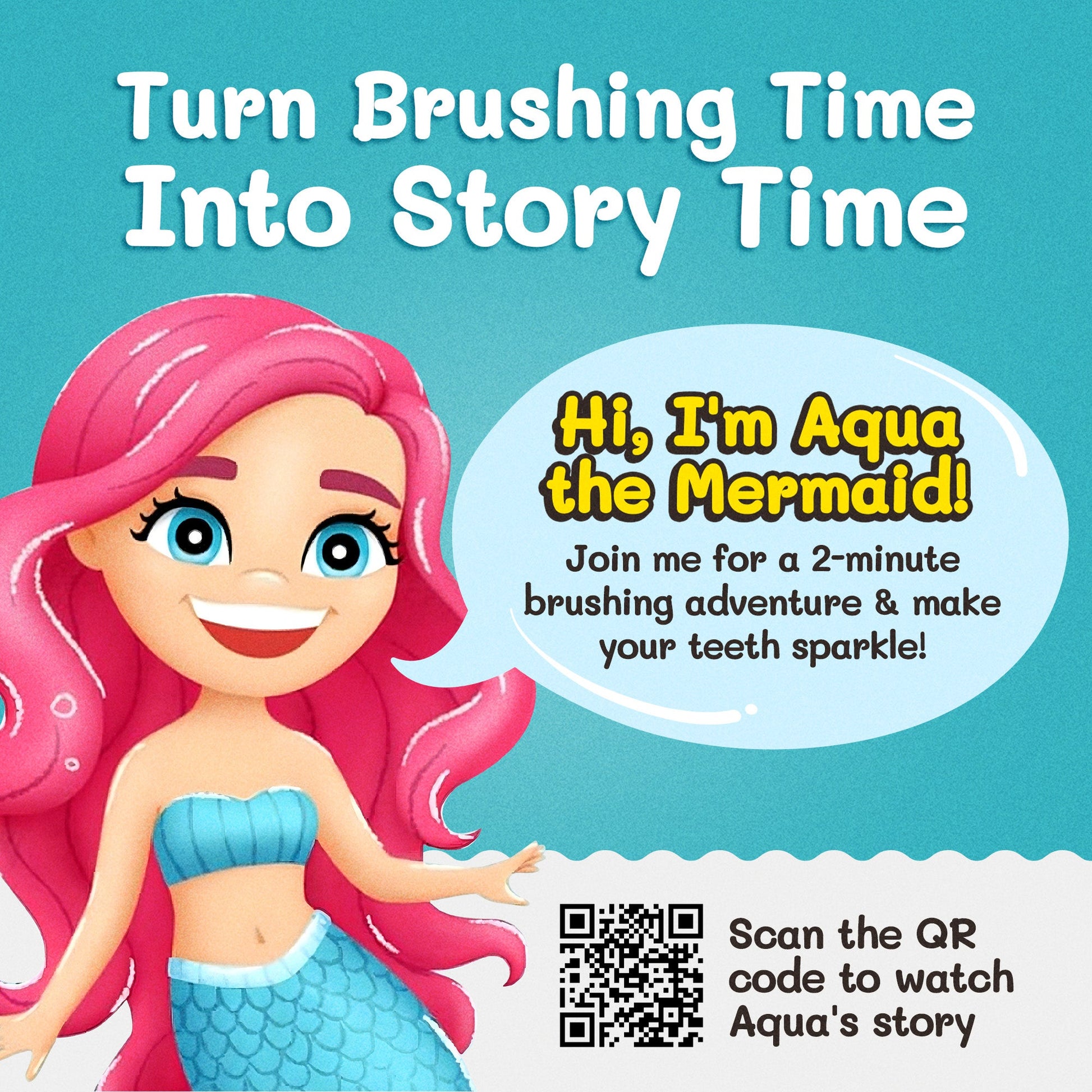 My Store mermaid toothbrush for kids featuring Aqua the Mermaid encouraging fun brushing time