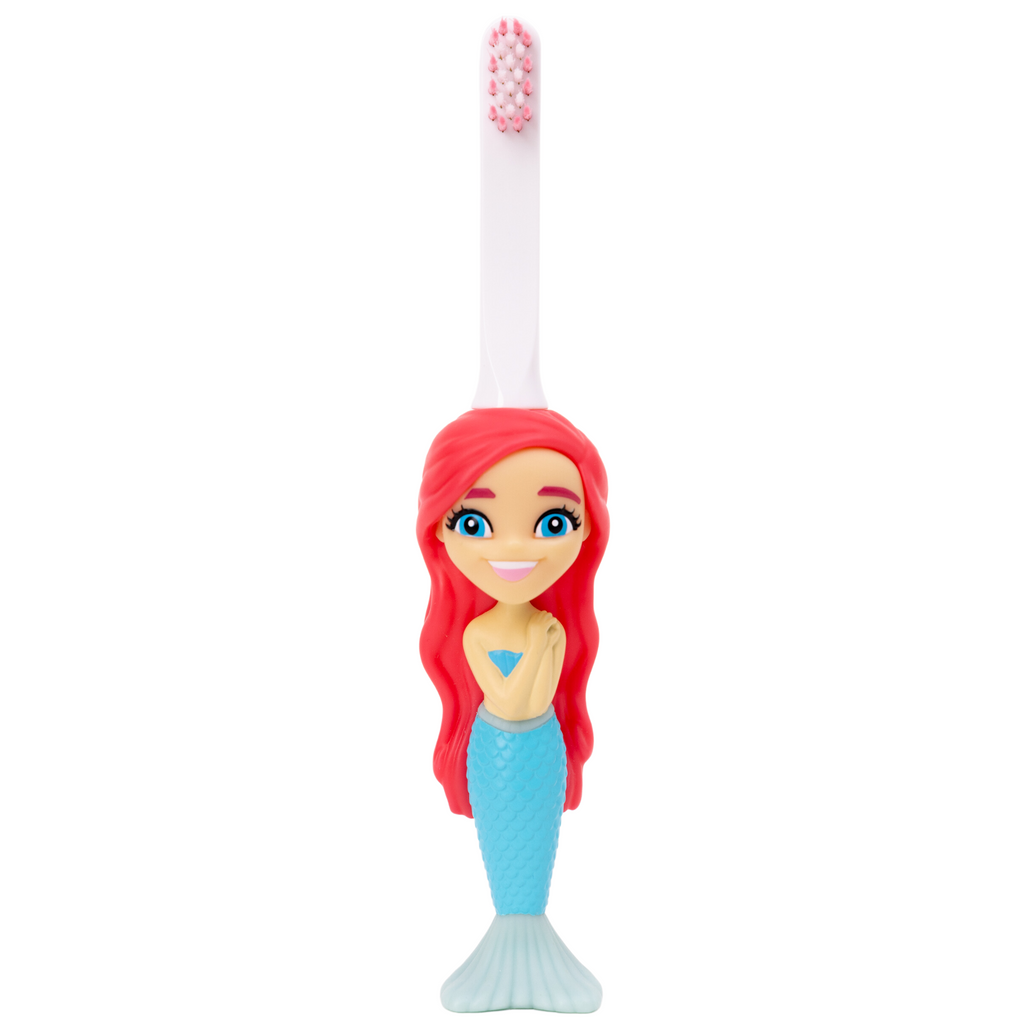 My Store mermaid toothbrush for kids with red hair and blue tail designed for children