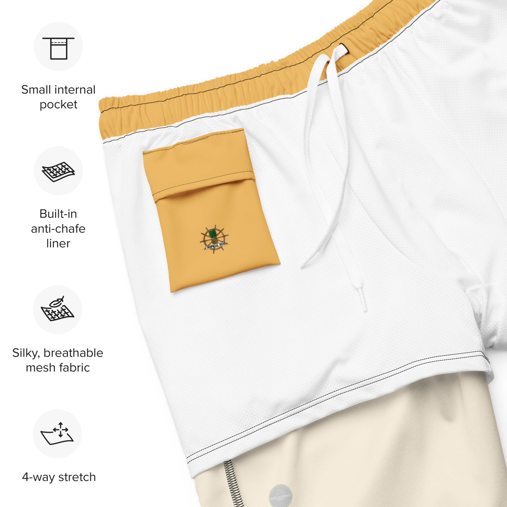 Men's Gold Eco Board Shorts - Sustainable Swimwear from Tropical Seas Clothing 