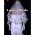 Two Layer Bridal Sequined Polyester Veil with Lace