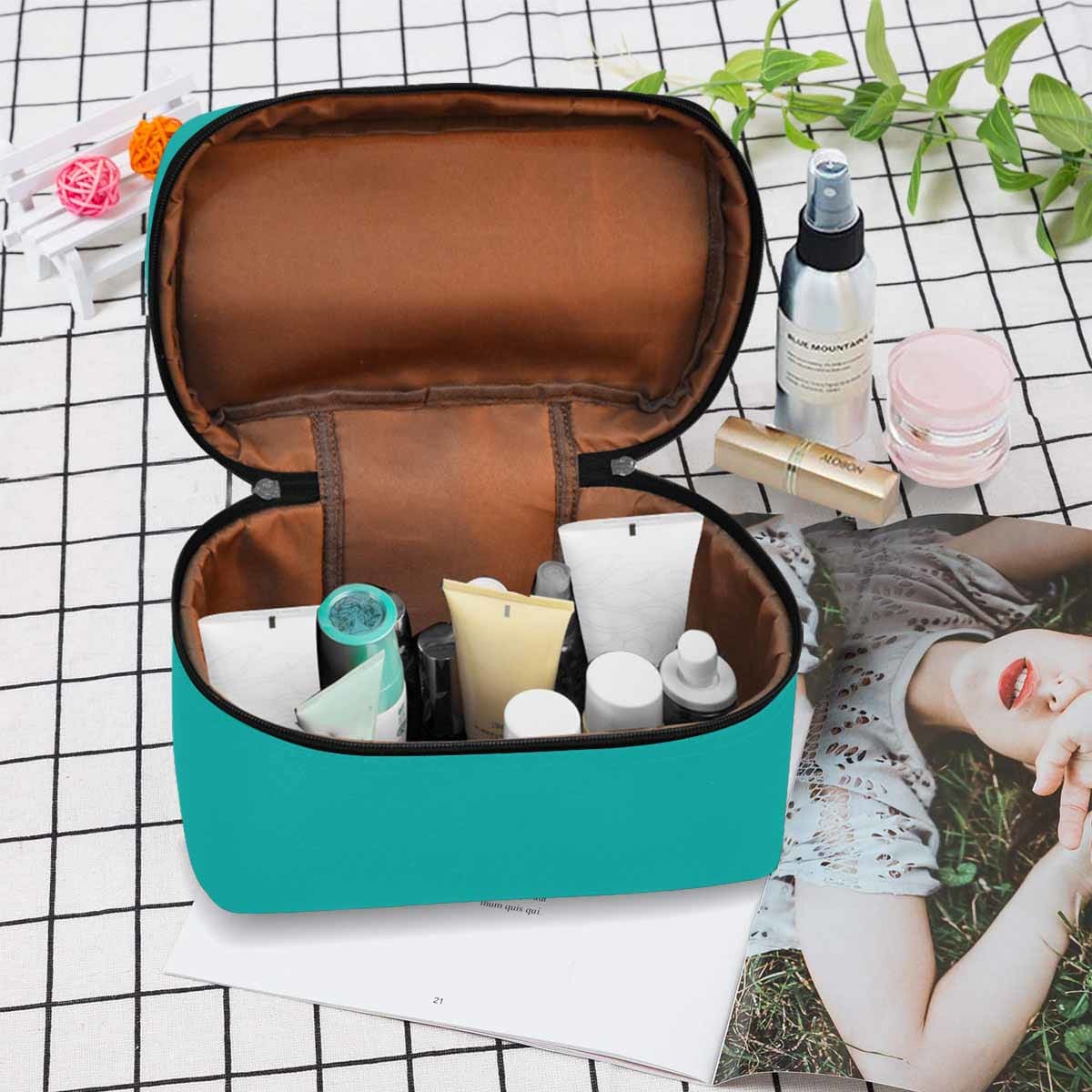 Cosmetic Bag - Greenish Blue Travel Case - Bags/Cosmetic Bags