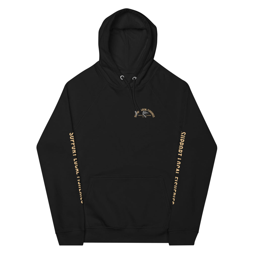 Men's Support Local Fisheries Tuna Eco Raglan Hoodie - Sustainable Hoodie from Tropical Seas Clothing 