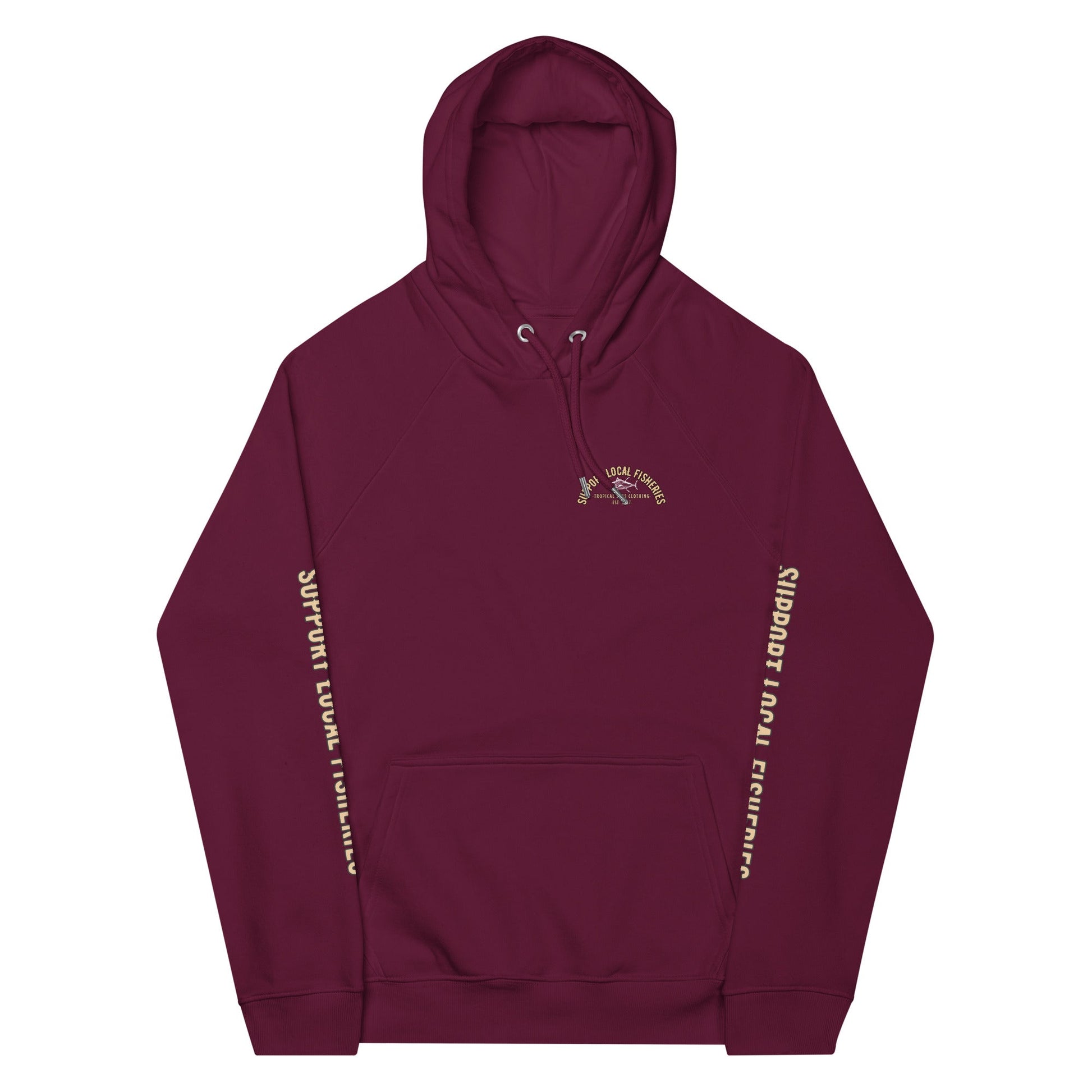 Men's Support Local Fisheries Tuna Eco Raglan Hoodie - Sustainable Hoodie from Tropical Seas Clothing 