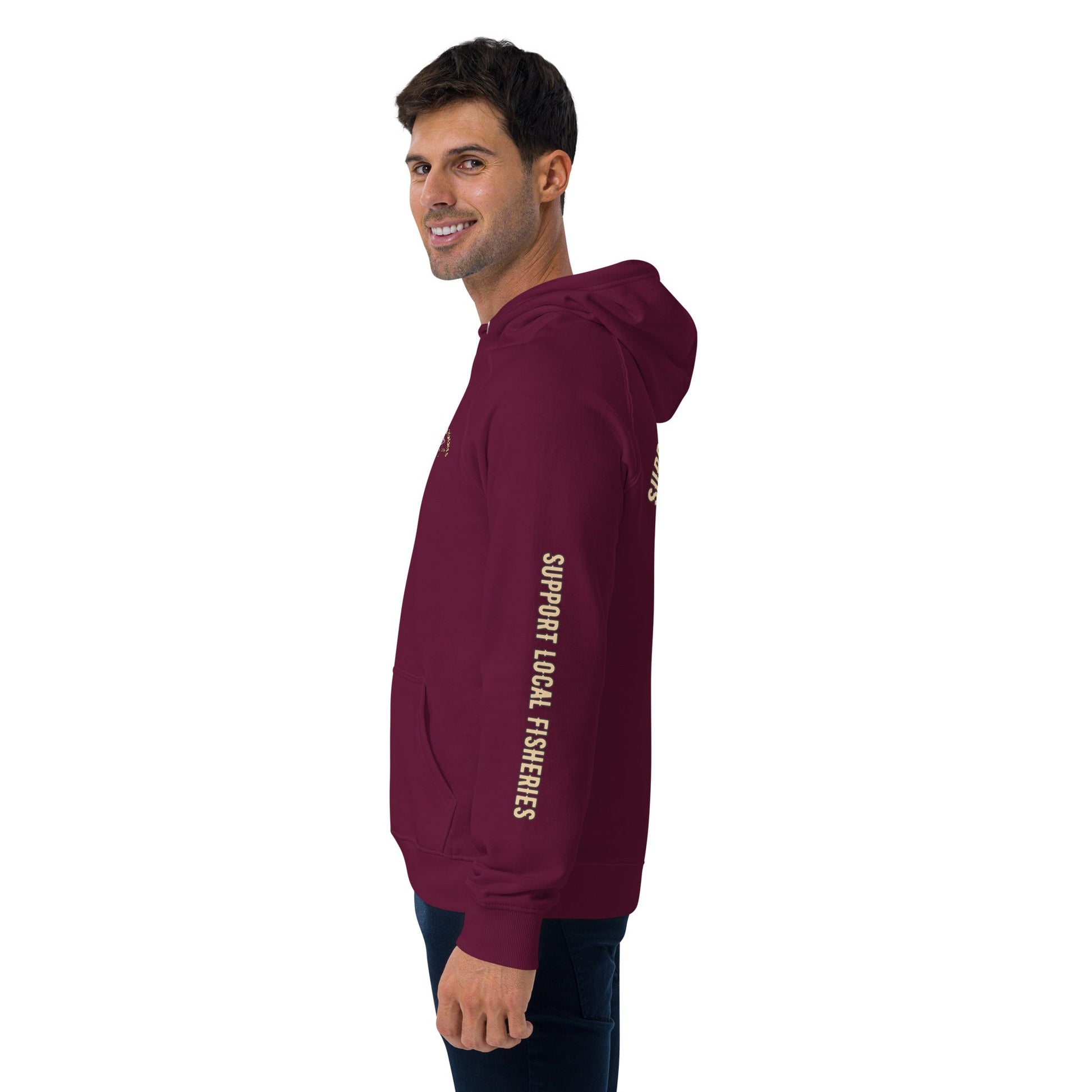 Men's Support Local Fisheries Tuna Eco Raglan Hoodie - Sustainable Hoodie from Tropical Seas Clothing 