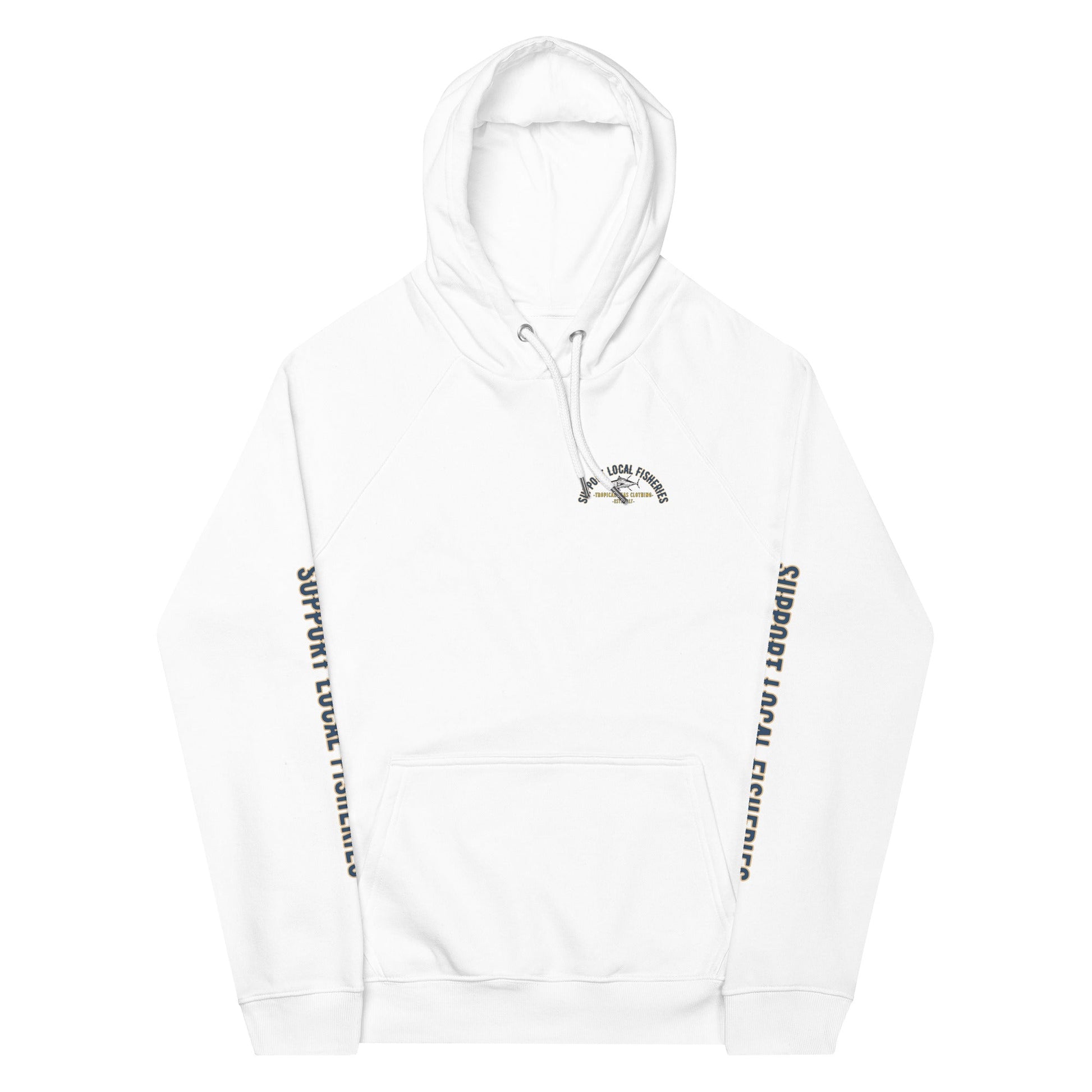 Men's Support Local Fisheries Tuna Eco Raglan Hoodie - Sustainable Hoodie from Tropical Seas Clothing 